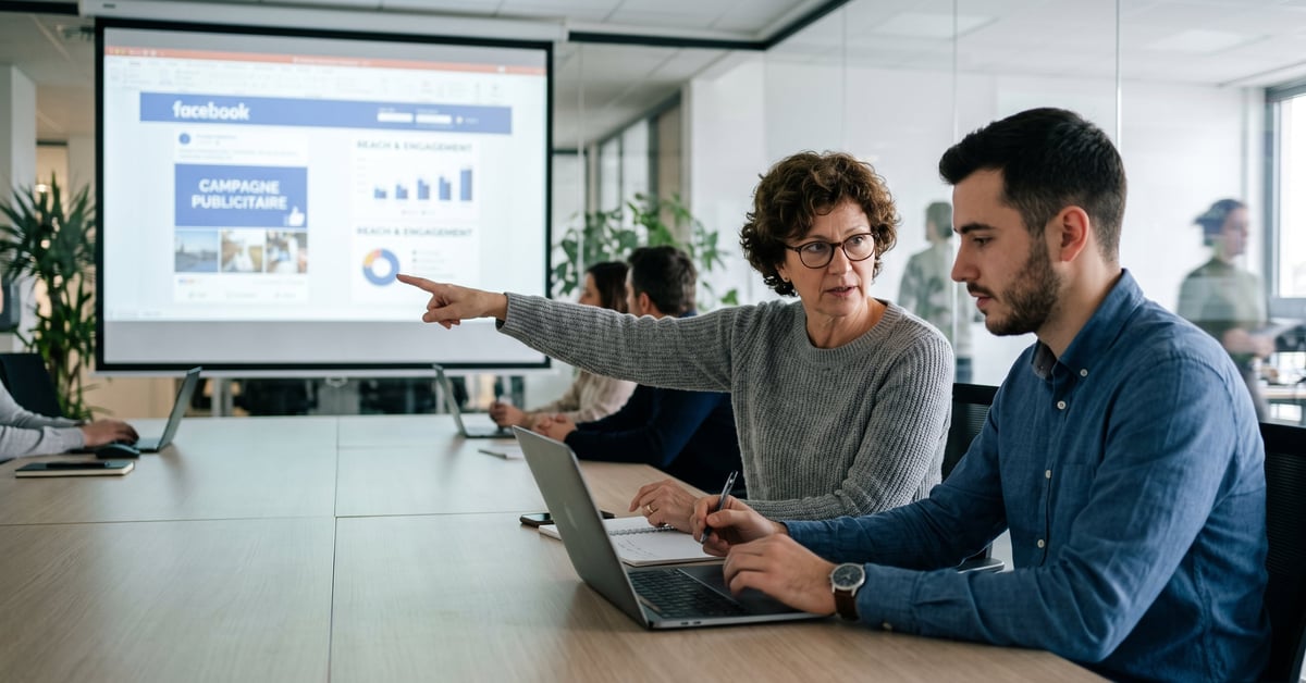 Campagne publicitaire Facebook sur écran d'ordinateur – stratégie de publicité en ligne