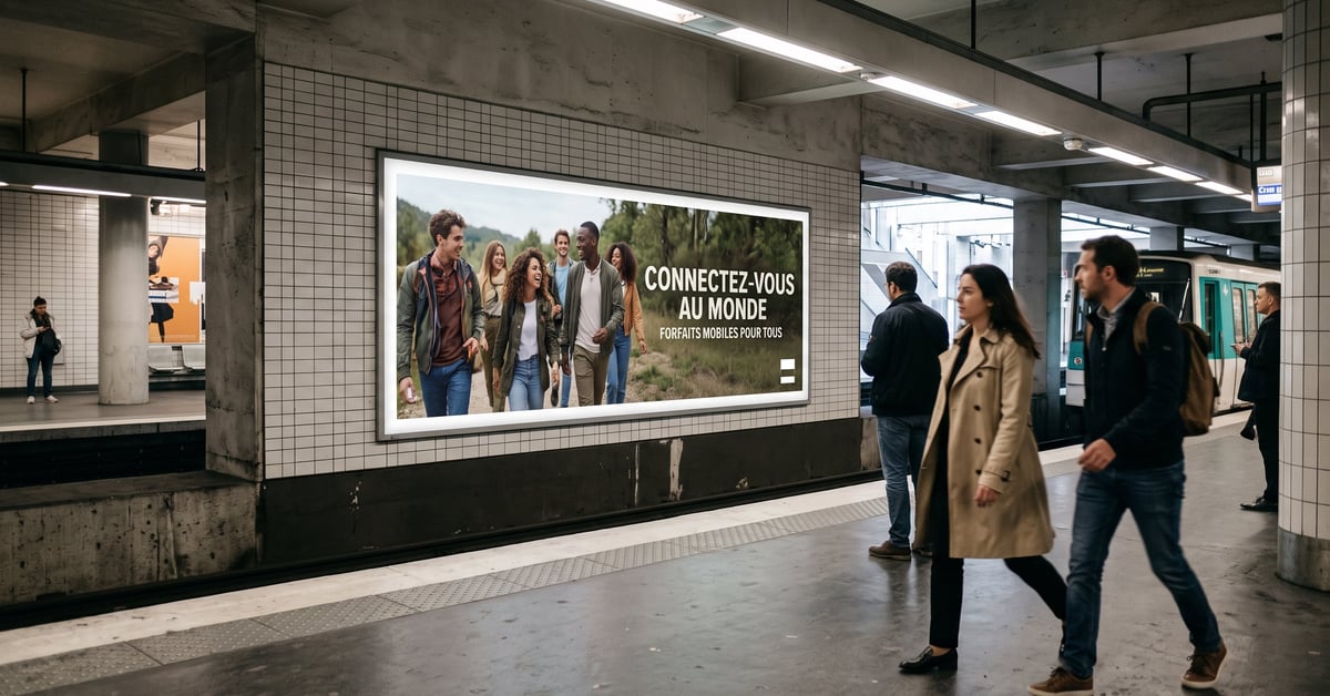 Campagne publicitaire récente : affichage moderne d'une marque en milieu urbain