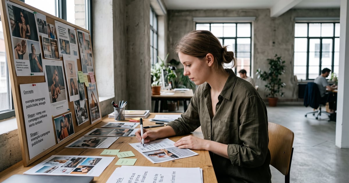 Exemple de campagne publicitaire présenté dans un cadre professionnel moderne – stratégie marketing