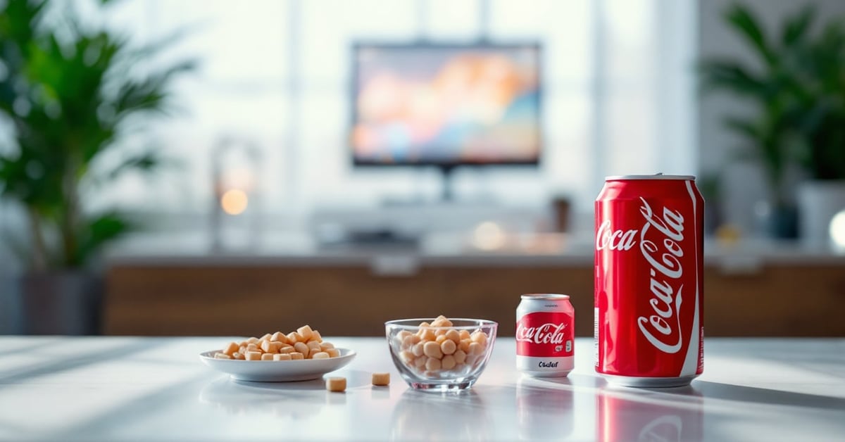 Campagne publicitaire Coca-Cola emblématique avec bouteille iconique en verre dans un cadre moderne